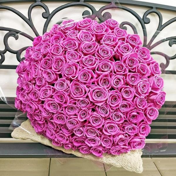 Розовые розы Эквадор 101 шт (50 см) (код: 173072)
